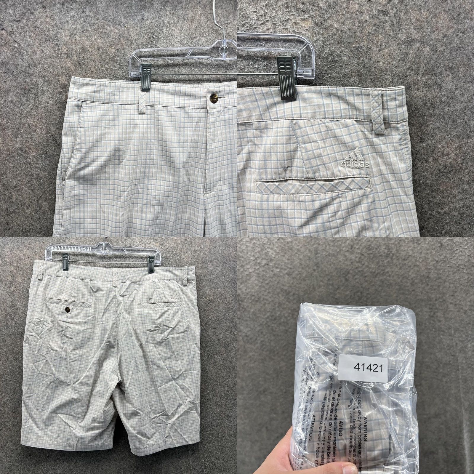 Adidas Adidas Golf Shorts Mens 38 Beige Plaid Casual Performance Lightweight AE7002 pants Size US 38 / EU 54 - 8 Thumbnail