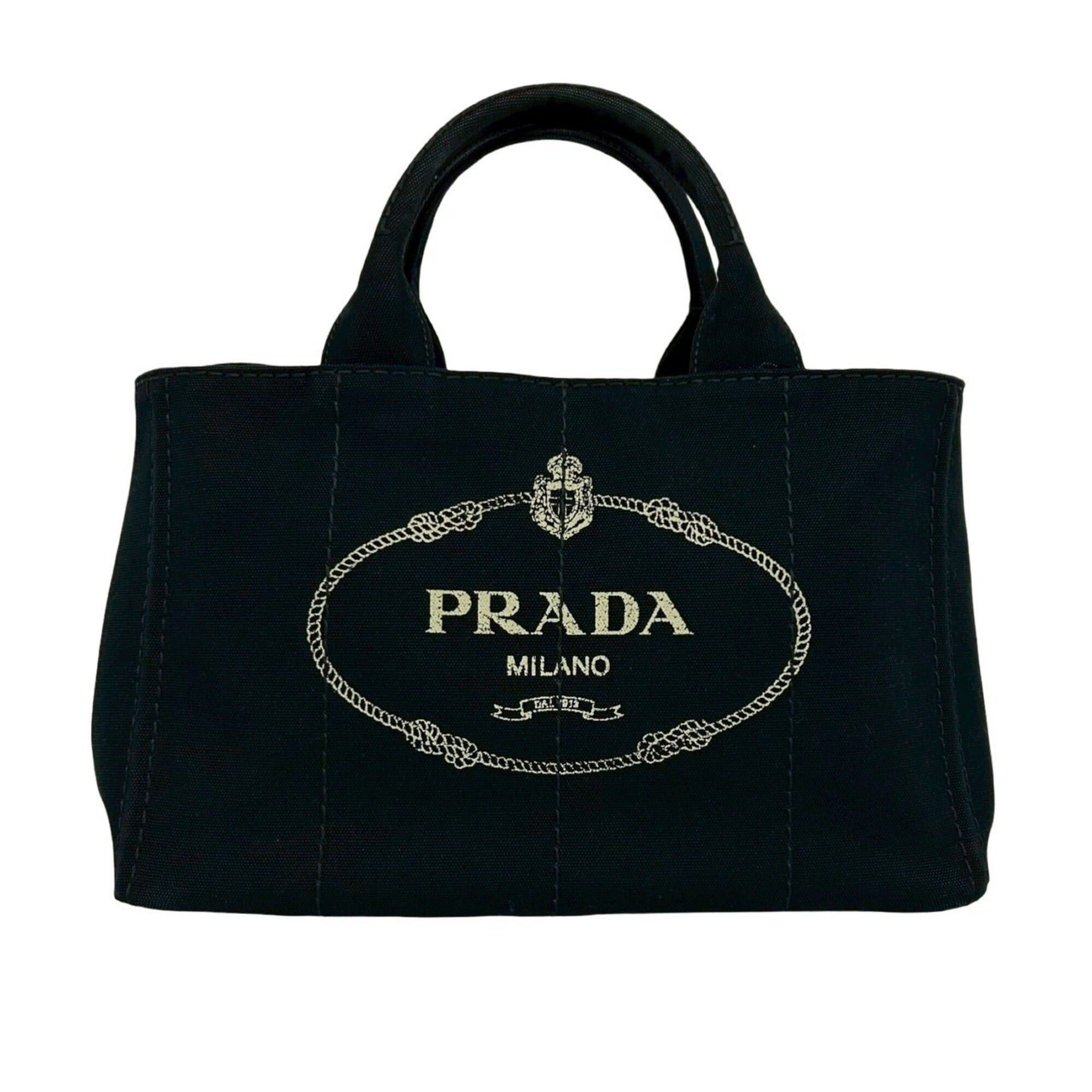 Prada PRADA Canapa Triangle Logo Hardware Canvas 2-way Handbag Shoulder Bag Tote Black 35434 Size ONE SIZE - 1 Thumbnail