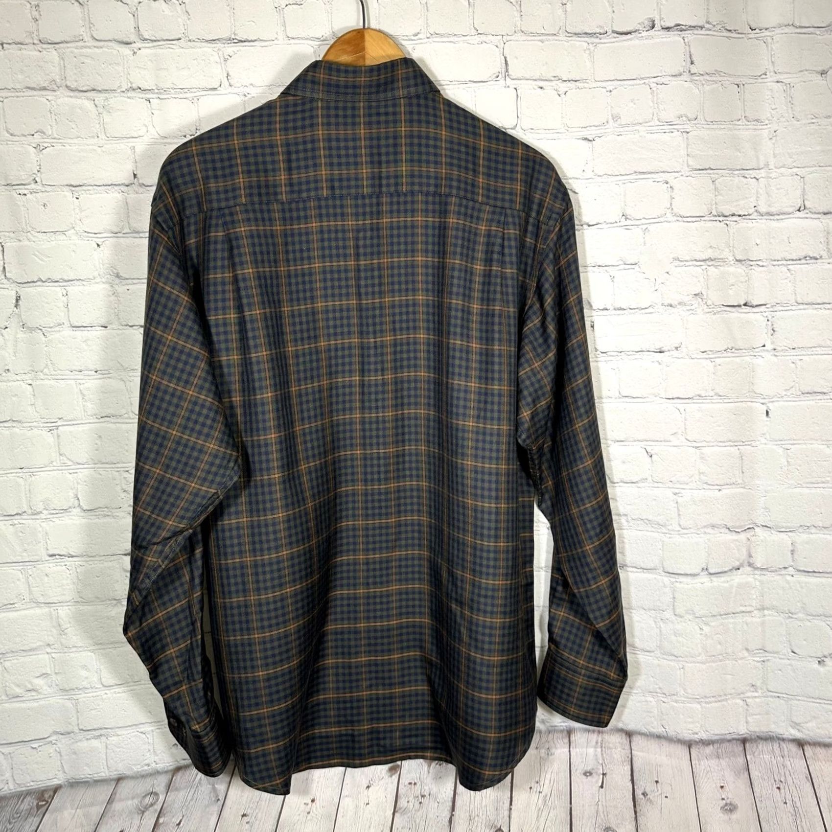Orvis Orvis Signature Collection Mens Plaid Shirt Green Blue M Button Down Silk Wool Size US M / EU 48-50 / 2 - 6 Thumbnail