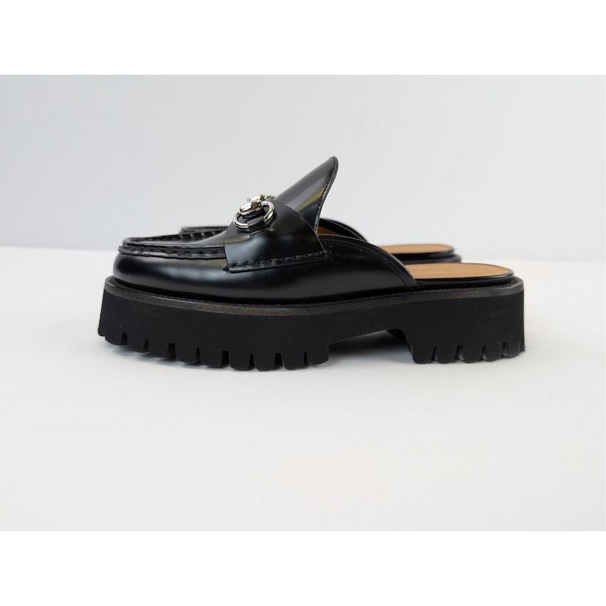 Gucci o1rshd1 Cordovan Lux Horsebit Platform Mule Sandals in Nero Size US 6 / IT 36 - 10 Thumbnail