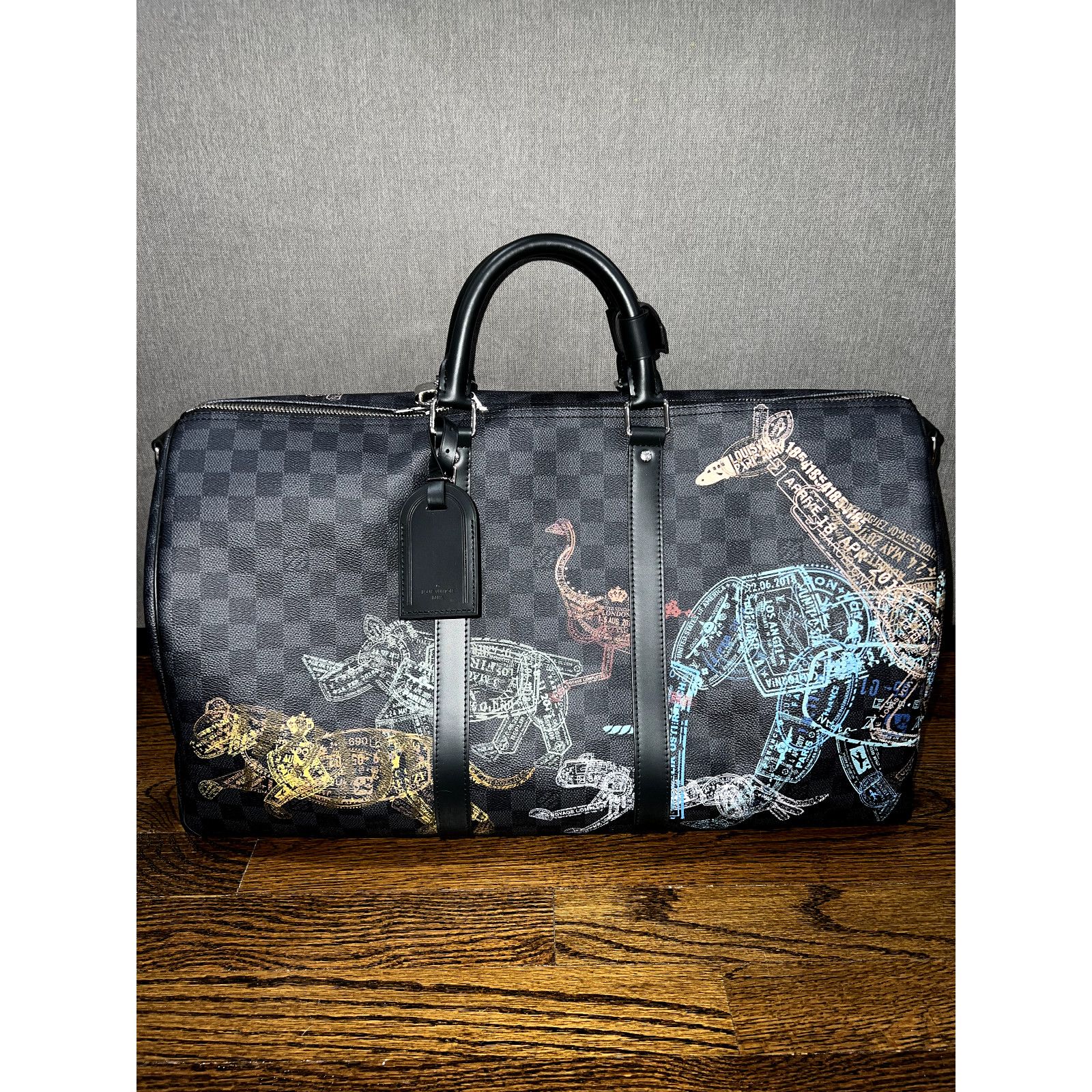 Louis Vuitton Louis Vuitton Graphite Stamps Animals Weekend Bag Size ONE SIZE - 2 Thumbnail