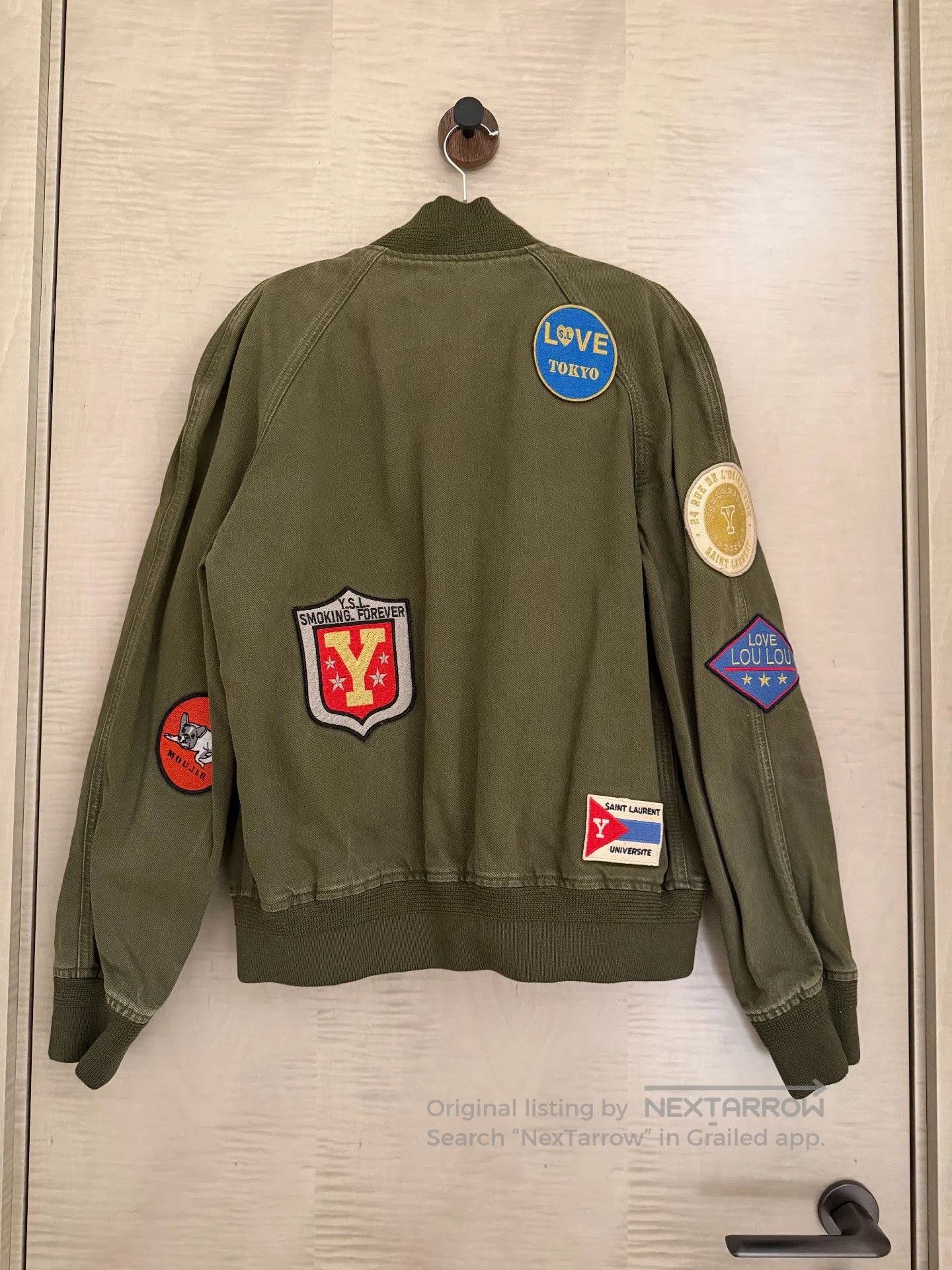 Saint Laurent Paris Saint Laurent Olive Green Patch Bomber Jacket. Size US L / EU 52-54 / 3 - 2 Thumbnail