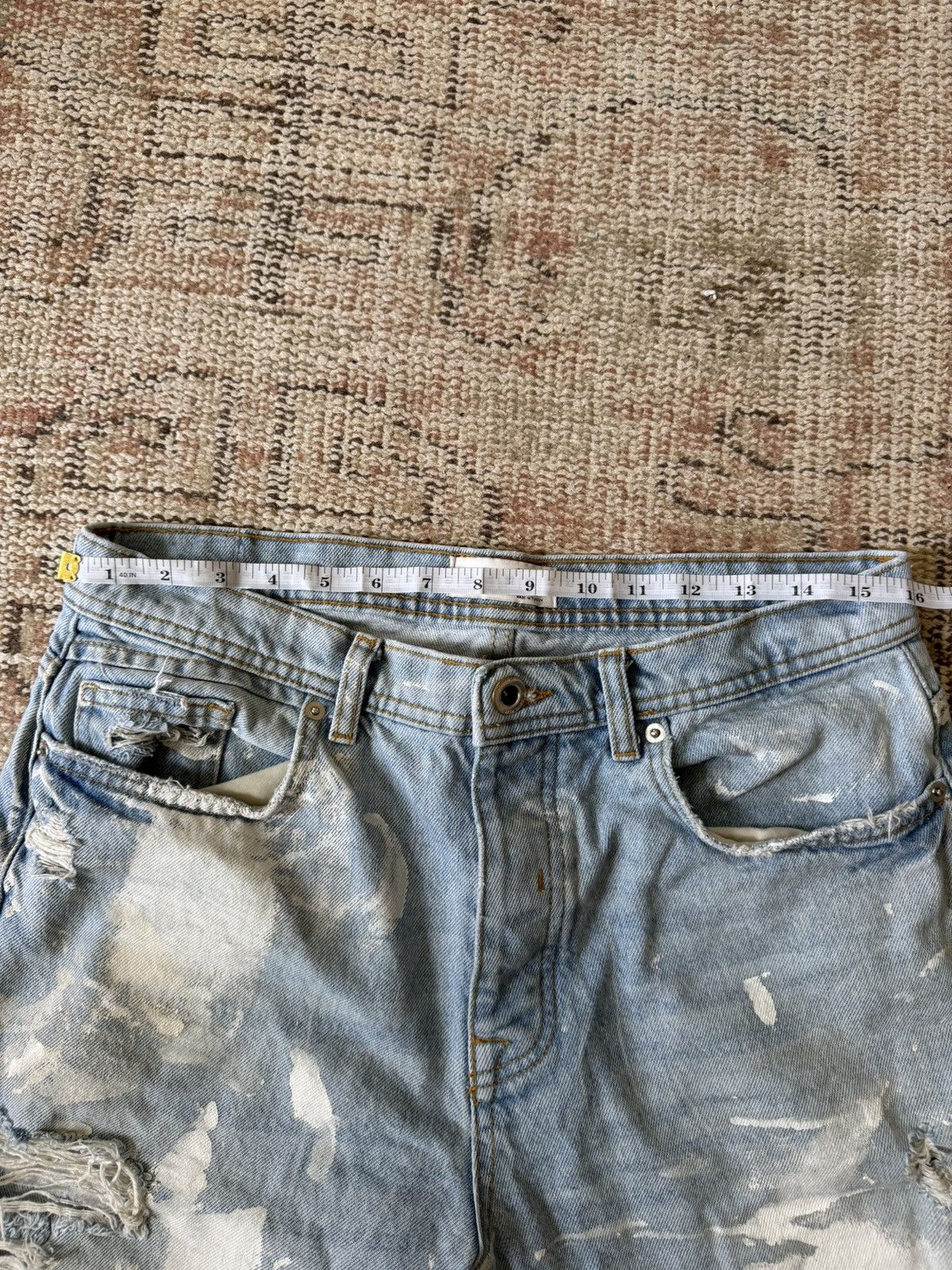 Zara Paint Splattered Cropped Zara Blue Denim jeans Size US 31 - 6 Thumbnail