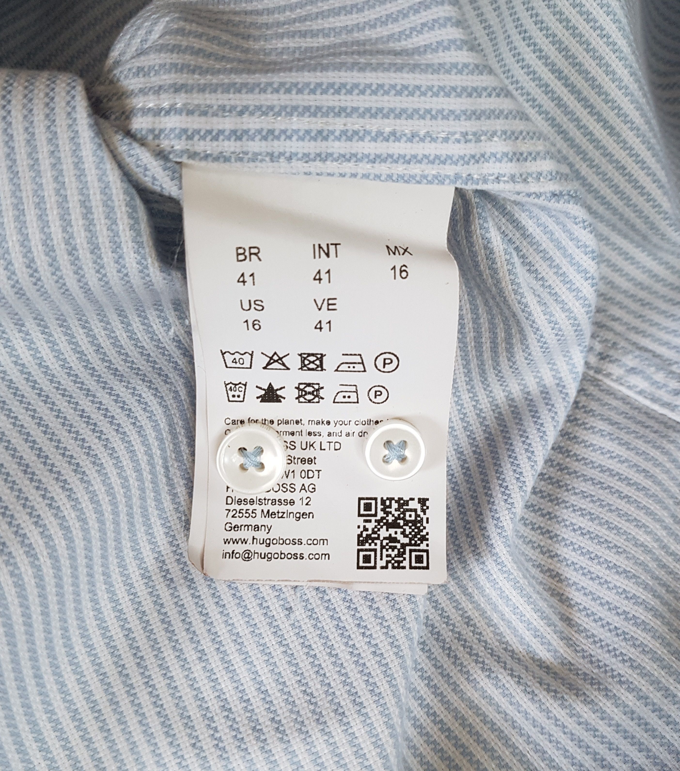 Hugo Boss Hugo Boss Stripe Shirt H-HANK-spread-C1-222 sz 41/16 L Slim Size US L / EU 52-54 / 3 - 7 Thumbnail