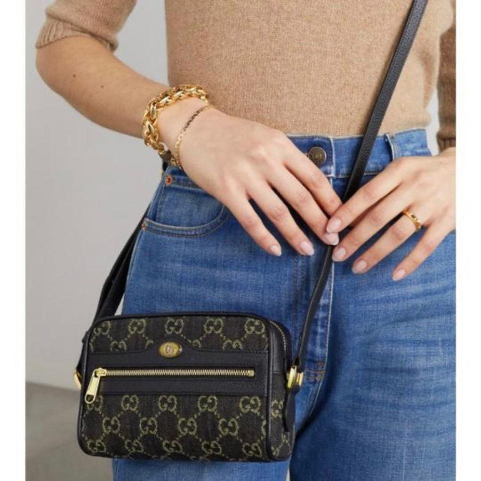 Gucci Ophidia GG logo denim leather camera crossbody bag Size ONE SIZE - 2 Thumbnail