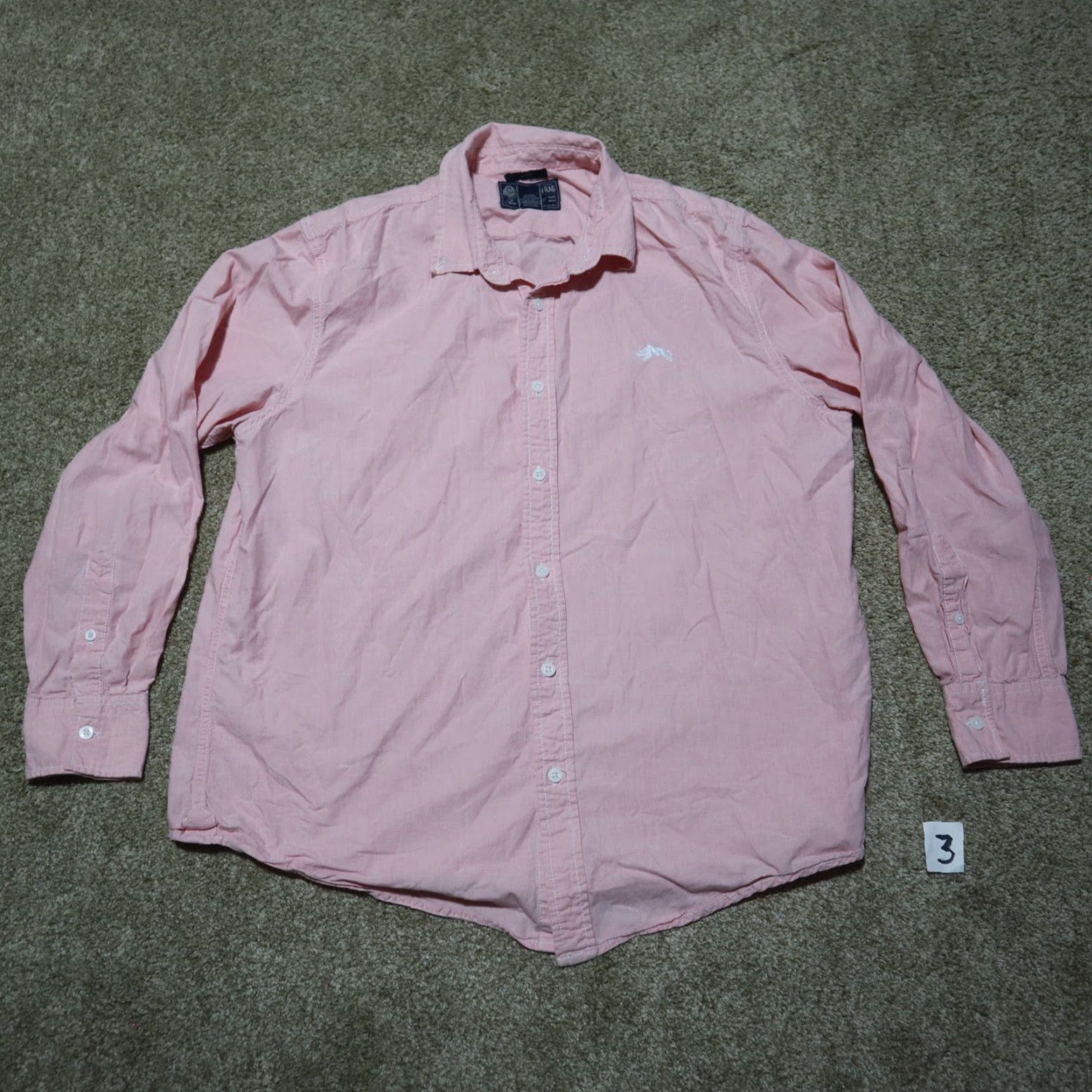 Vintage American Rag Shirt Button-Up Casual Mens Large Pink 100% Cotton Lightweight Long Sleeve Tie-Front Button-Down Regular Large Mens Shirt Size US L / EU 52-54 / 3 - 2 Thumbnail