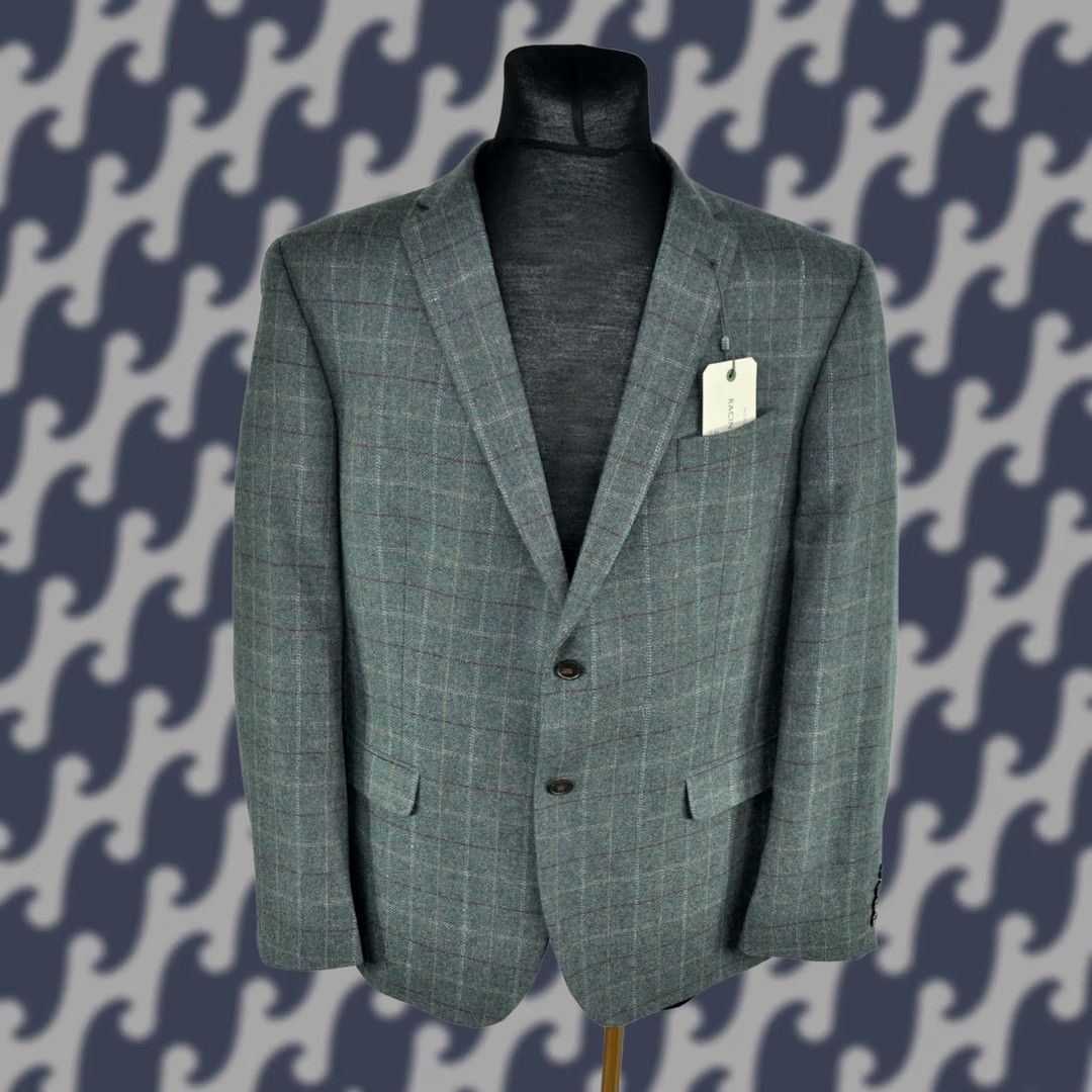 Vintage RACING GREEN HERITAGE TWEED BLAZER Jacket Men 44 Check Green Wool Blend Casual Formal Blazer 2 Piece Size 44R - 1 Thumbnail