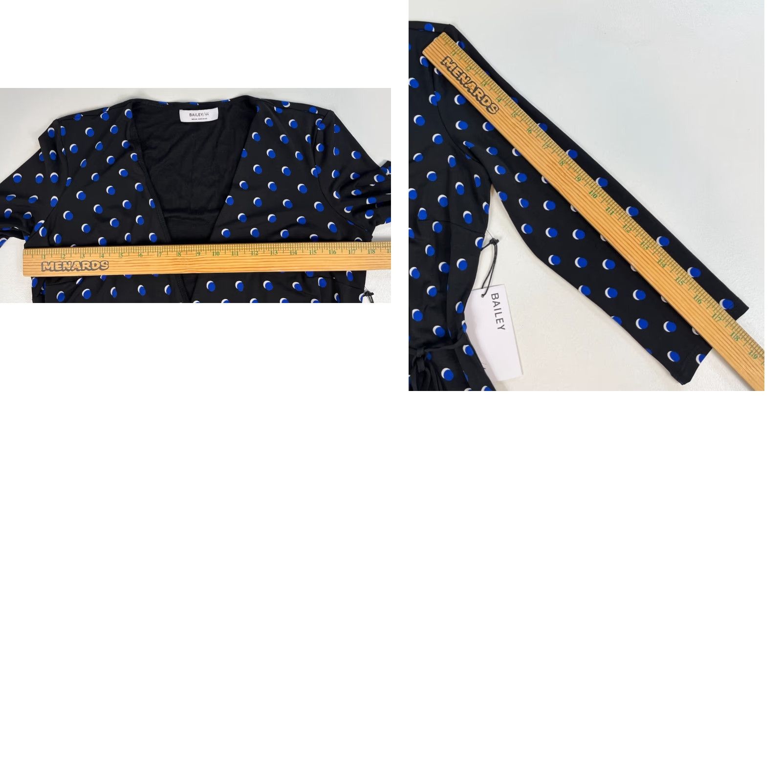 Bailey 44 Bailey 44 Blouse Wrap Top 3/4 Sleeve Wrapture Dot NWT Womens Sz M Black Blue Polka Dot V-Neck Designer Made in USA Size M / US 6-8 / IT 42-44 - 10 Thumbnail
