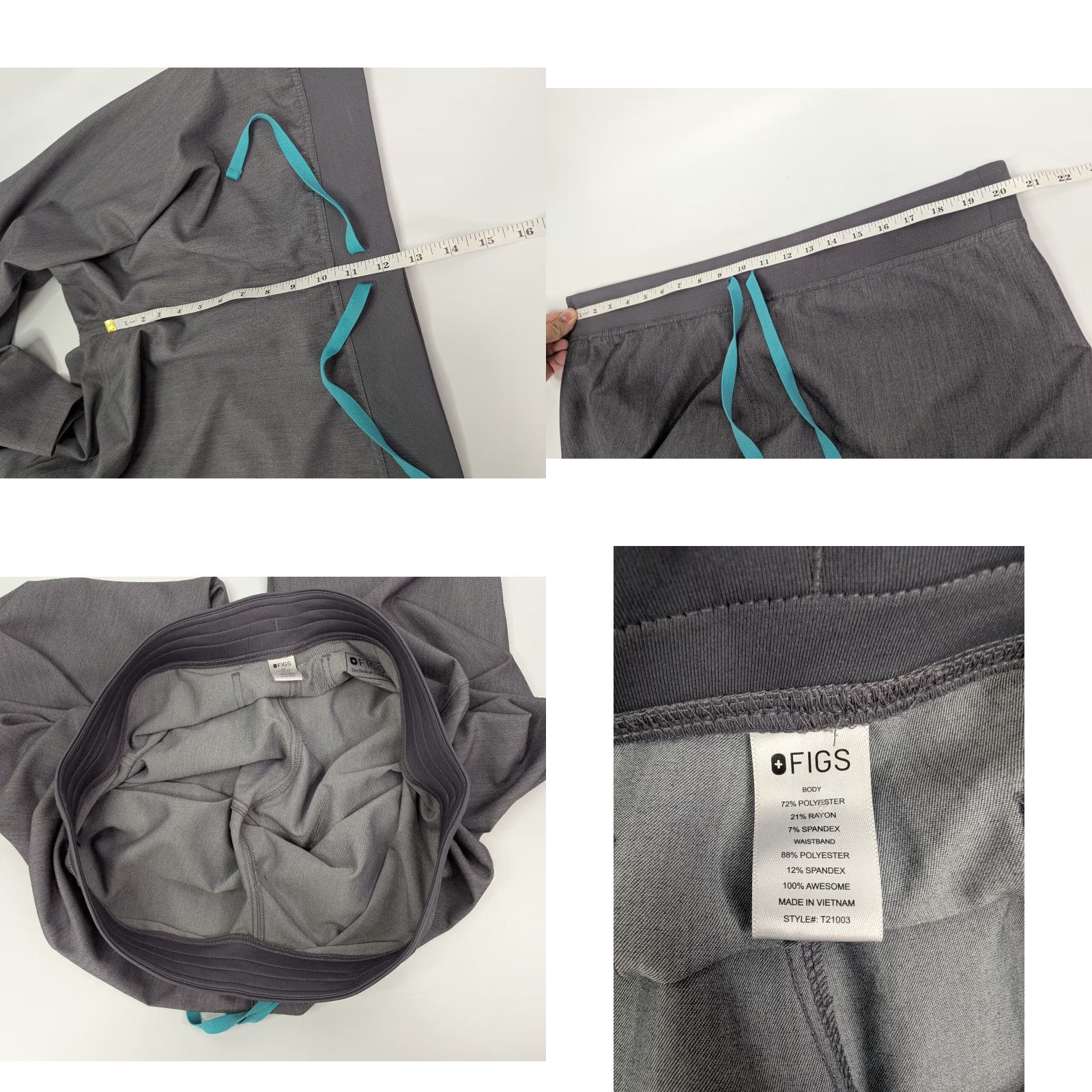 Vintage Figs Women's Livingston Gray Scrub Pants Nurse Medical XL Style T21003 — Gray Scrub Pants, FIGS, Women, XL, Livingston, Medical, Solid Pattern Size 40" / US 18 - 8 Thumbnail