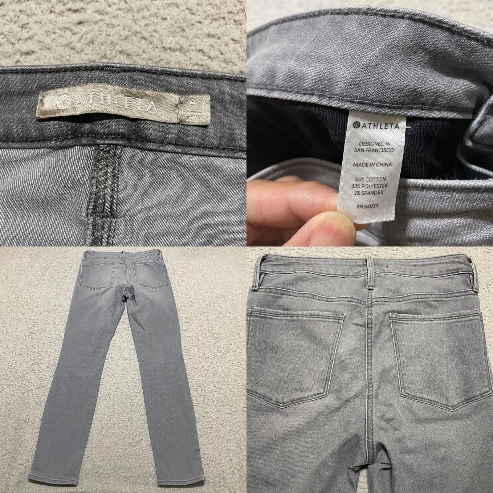 Athleta Athleta Jeans Womens Skinny Mid Rise Inseam 29" Gray Size 6 Denim Cotton Polyester Spandex Regular 28" Waist 8.5-10.5 in Size 28" / US 6 / IT 42 - 8 Thumbnail