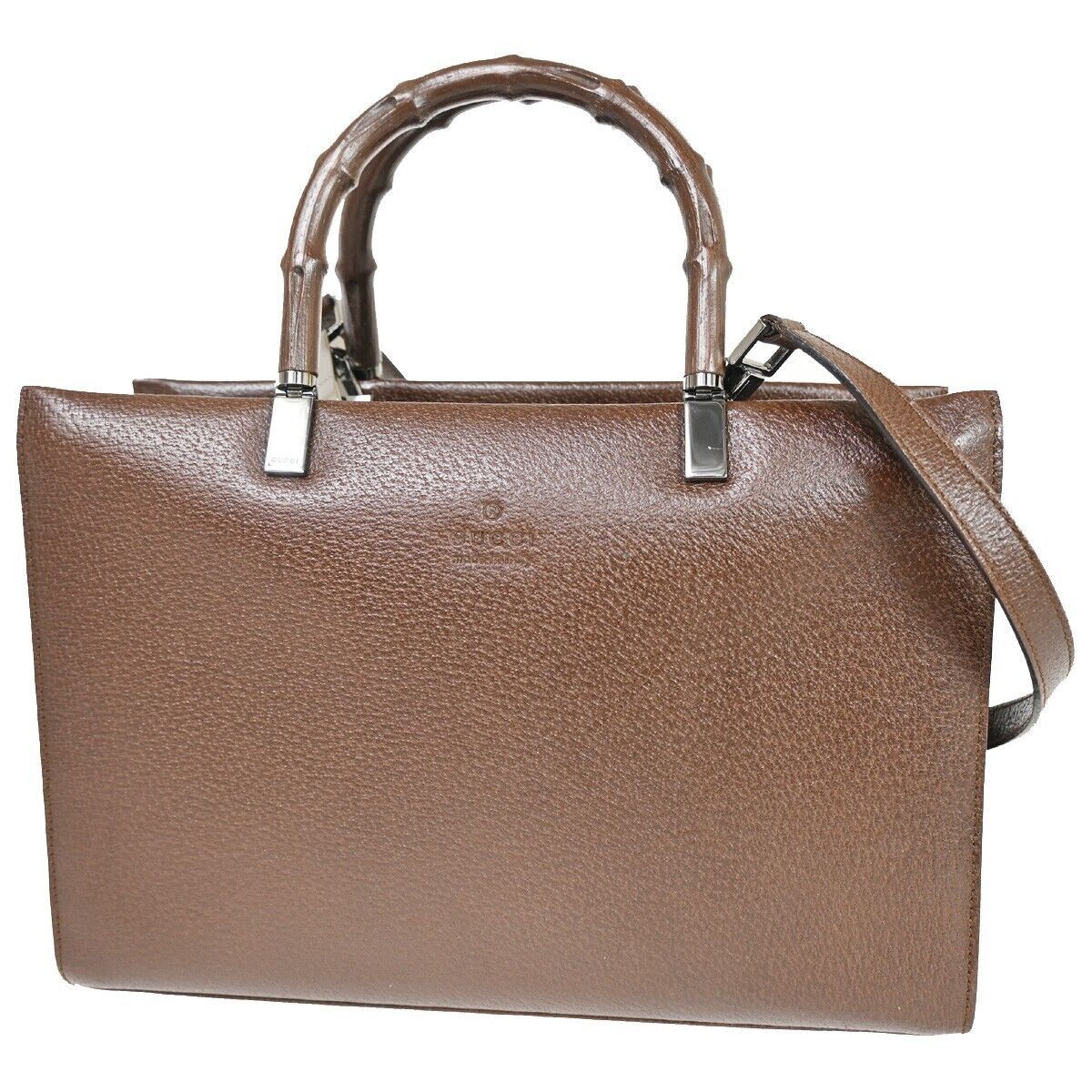 Gucci Bamboo Brown Leather Handbag (Pre-Owned) Size ONE SIZE - 1 Thumbnail