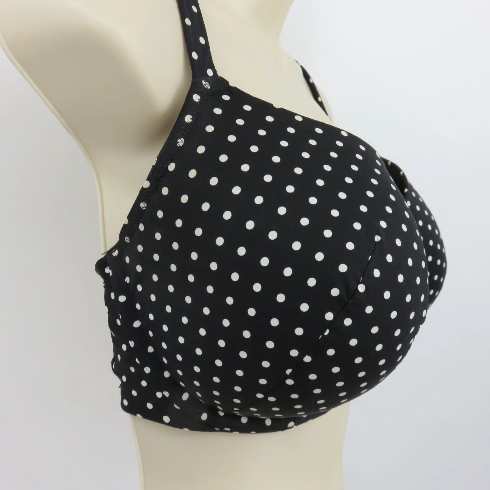 Vintage Cacique Bra Full Coverage Underwire 38DDD Black White Polka Dot T-Shirt Bra Plus Size Womens Size ONE SIZE - 3 Thumbnail