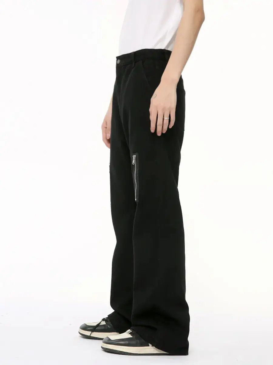 Japanese Brand Retro loose zipper patchwork micro flared jeans Size US 32 / EU 48 - 4 Thumbnail