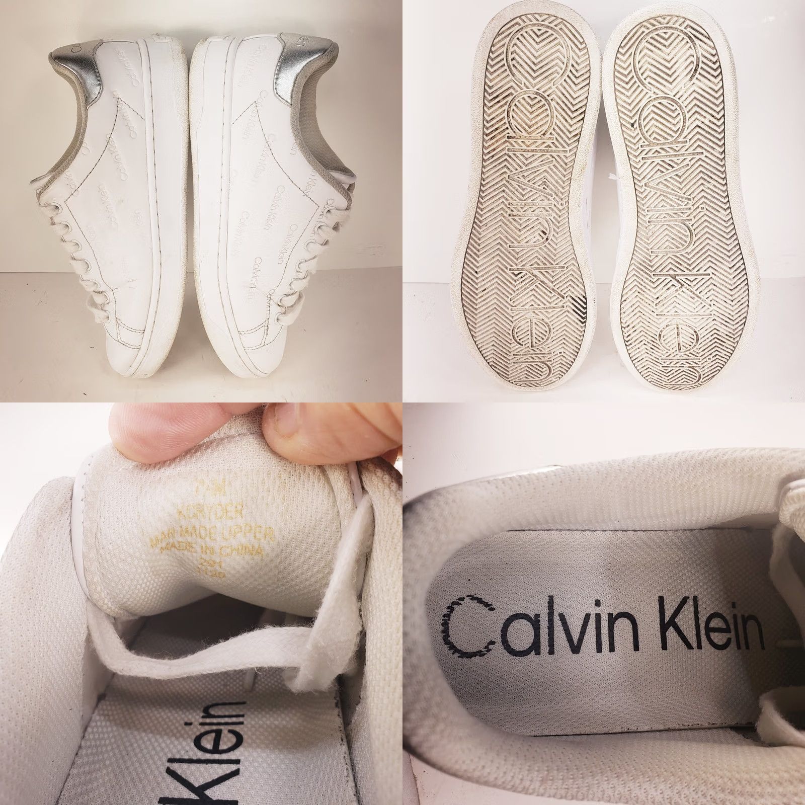 Calvin Klein Calvin Klein White Leather Sneakers Women 7.5 CK Spellout All Over Pattern Shoes Sneaker Wearable Casual Activewear Workwear Mens Womens Girls Boys Size US 8 / IT 38 - 8 Thumbnail