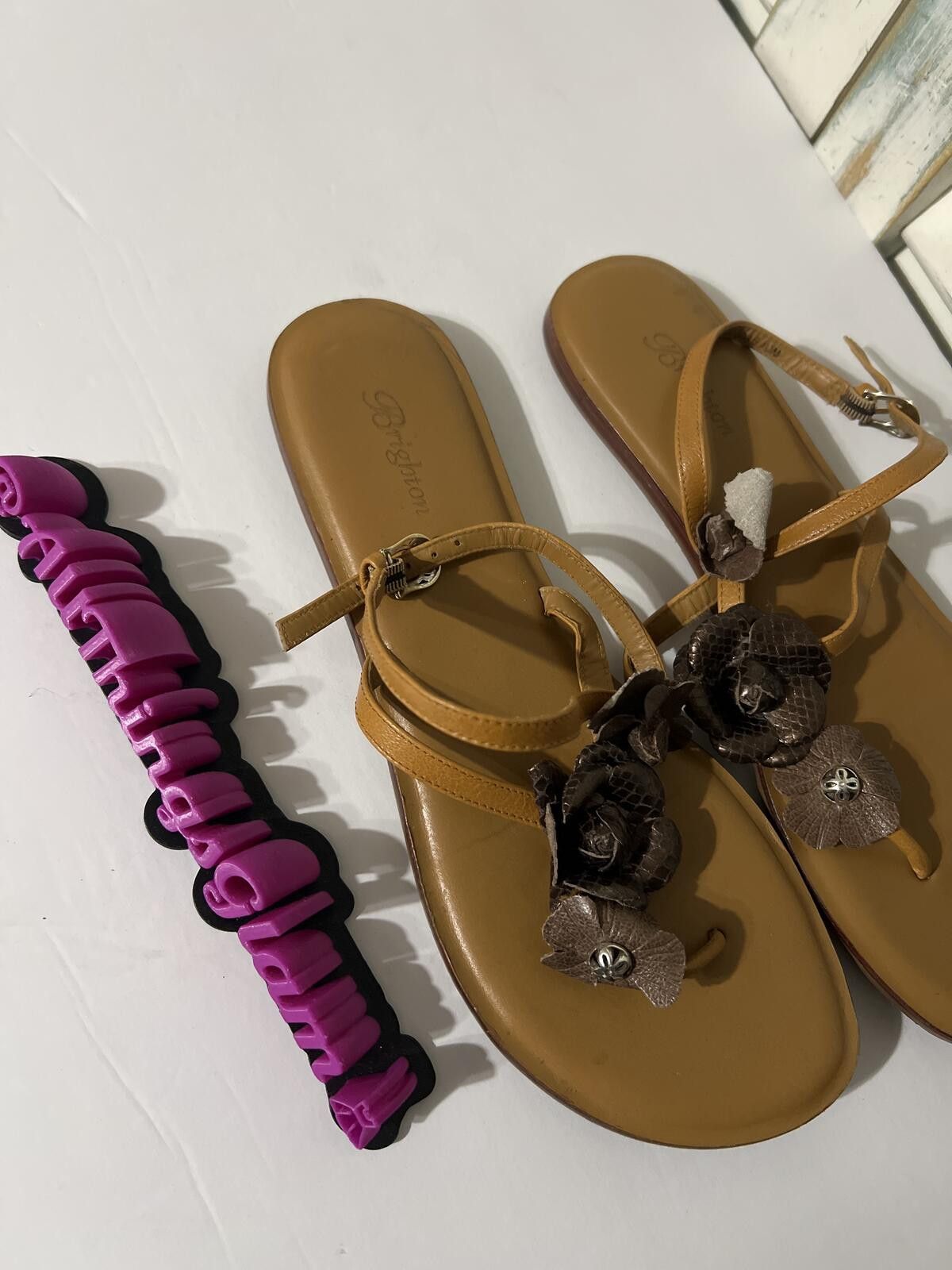 Other Love & Liberty by Brighton Brown Floral Strap Sandals 10 Size US 10 / IT 40 - 6 Thumbnail