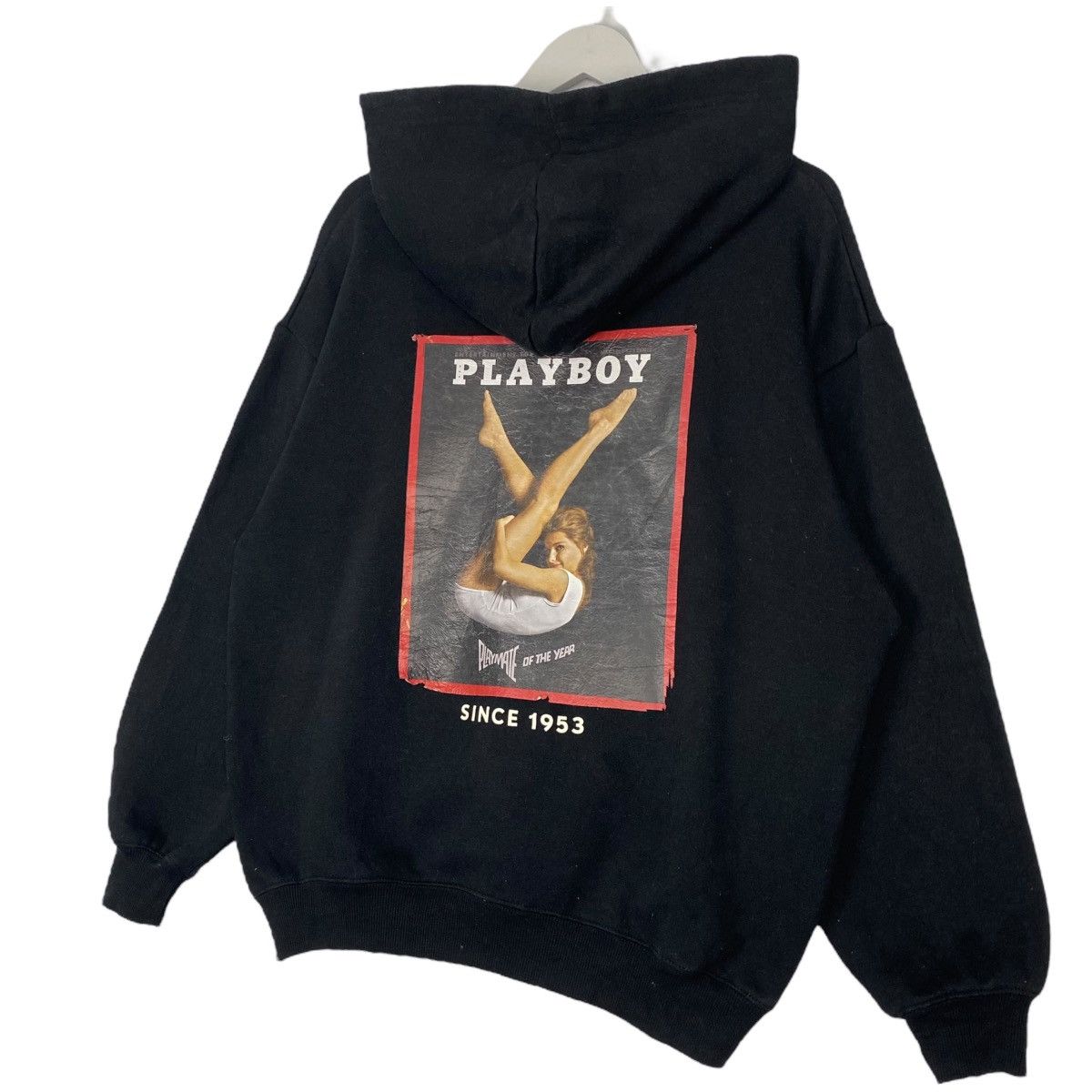 Vintage Vintage Playboy Embroidered Hoodie Black Pullover Jumper M Size US L / EU 52-54 / 3 - 5 Thumbnail
