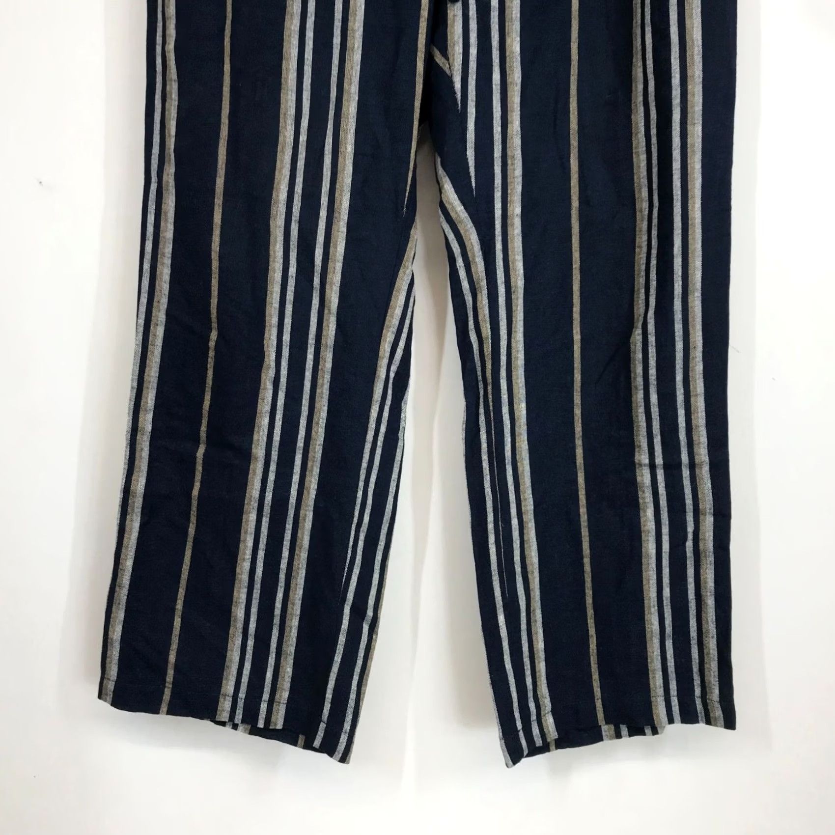 Ann Taylor ANN TAYLOR PANTS WOMEN'S LARGE NAVY LINEN BLEND DRAWSTRING WAIST PULL-ON Size 36" / US 14 / IT 50 - 3 Thumbnail