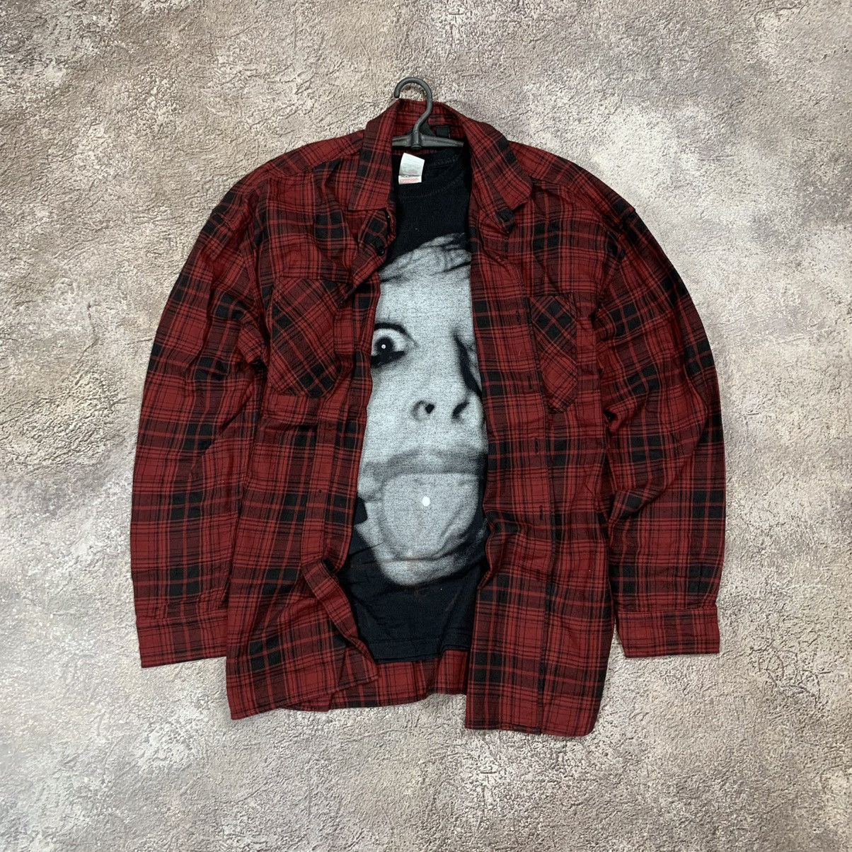 Vintage Vintage 90s Plaid Graphic Shirt Horror Streetwear Grunge M Size US M / EU 48-50 / 2 - 1 Thumbnail