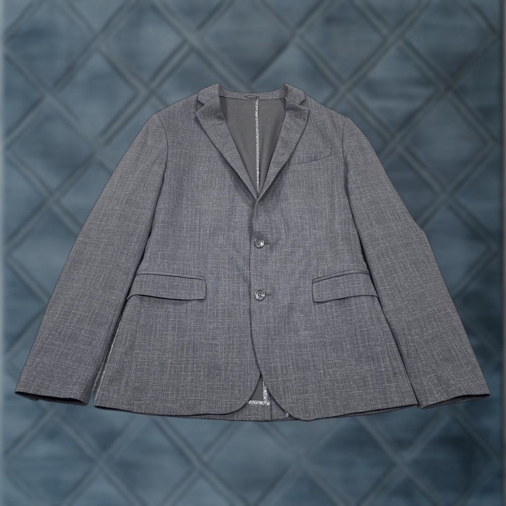 Vintage J Ferrar Blazer Mens M 38/40 Long Gray Check Slim Fit Two Button Suit Jacket Size 38R - 1 Thumbnail