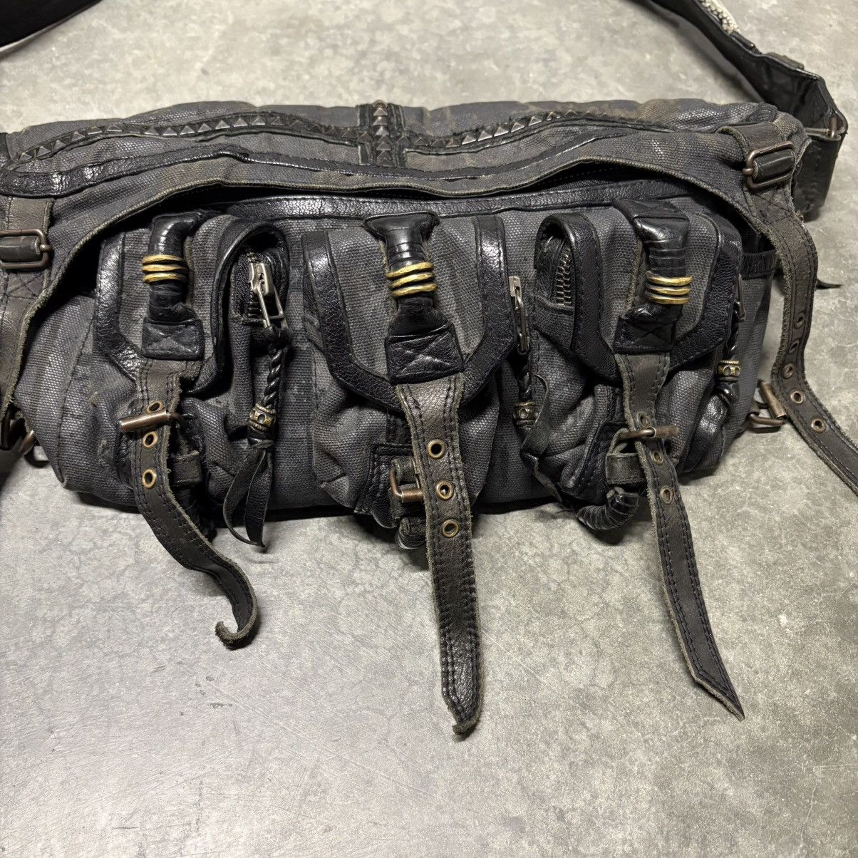 KMRii studded leather vamp crossbody bag