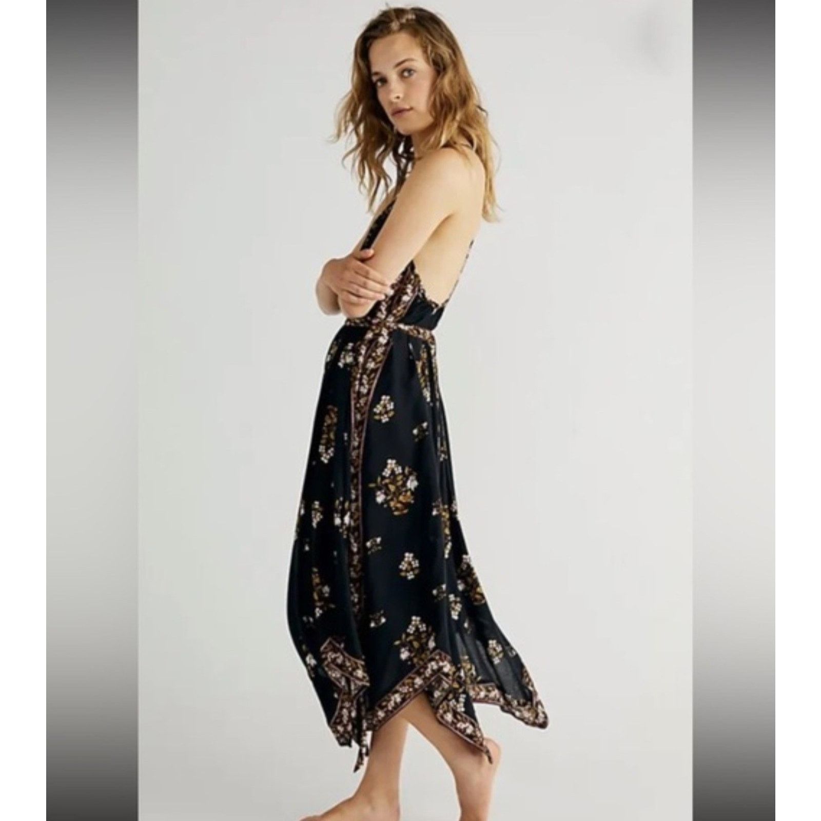 Free People Free People Nouveau Floral Lace Midi Black Motif Dress XS Size XS / US 0-2 / IT 36-38 - 1 Thumbnail