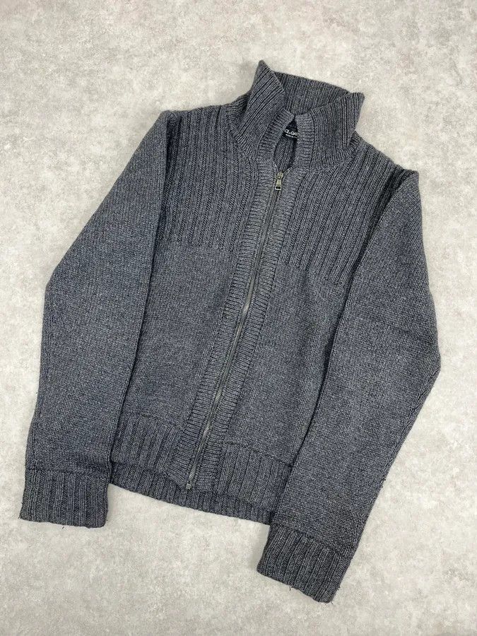 Dolce & Gabbana 2000s Dolce & Gabbana Grey Wool Minimalist Zip-up Sweater Size US L / EU 52-54 / 3 - 4 Thumbnail