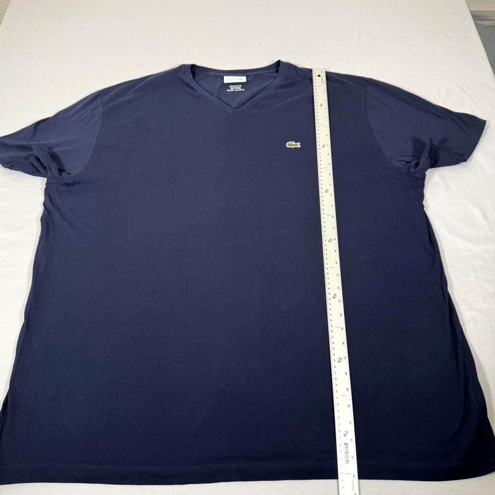Lacoste Lacoste Shirt Mens 4XLB Blue V-Neck Croc Logo Tee Pima Cotton Stretch Tennis Size US XXL / EU 58 / 5 - 5 Thumbnail