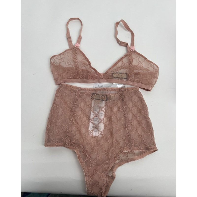 Gucci Gucci Blush Pink GG Logo Lace Lingerie Set Size S Size ONE SIZE - 1 Thumbnail