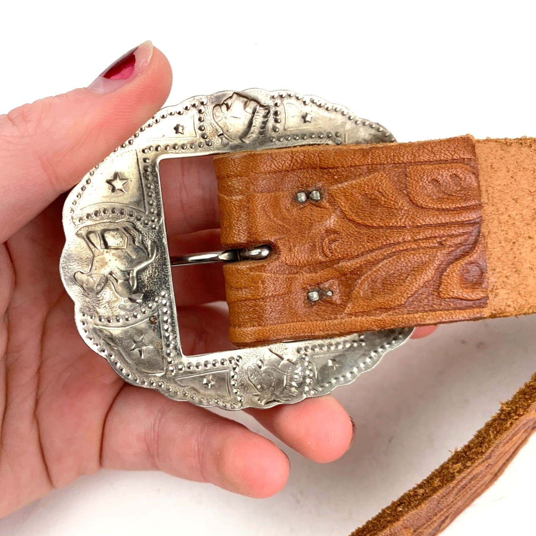Vintage VINTAGE Textan of Yoakum Tophand Togs Leather Belt 520 Boys Brown 1970s Rockabilly Genuine Original Size ONE SIZE - 4 Thumbnail