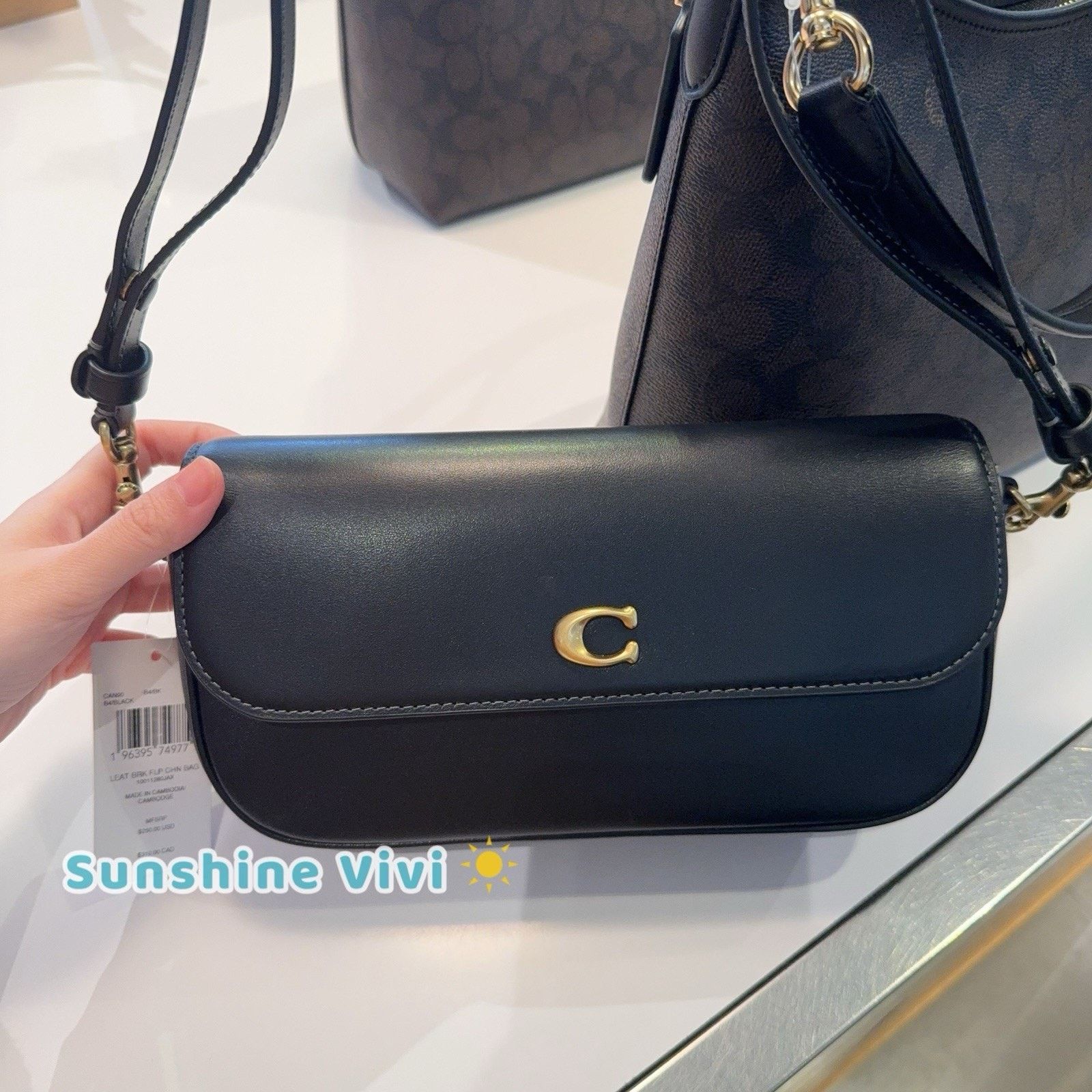 Coach NWT Coach CAN90 Brook Flap Chain Bag Leather Crossbody Black Size ONE SIZE - 2 Thumbnail