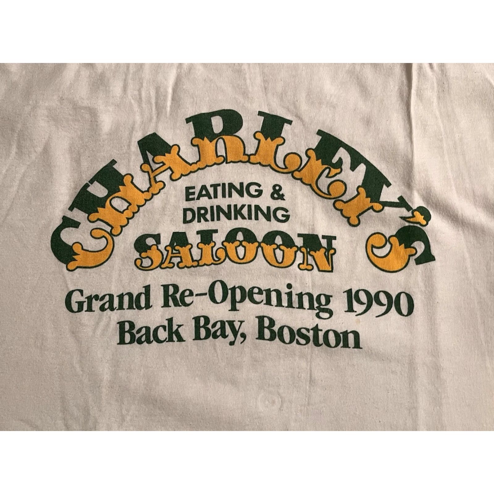 Hanes VINTAGE Hanes Beefy-T Charley's Saloon Boston Back Bay Shirt Men’s XL White 1990s 90s Retro Graphic Print City USA Signature Logo T-Shirt Mens Size US XL / EU 56 / 4 - 3 Thumbnail