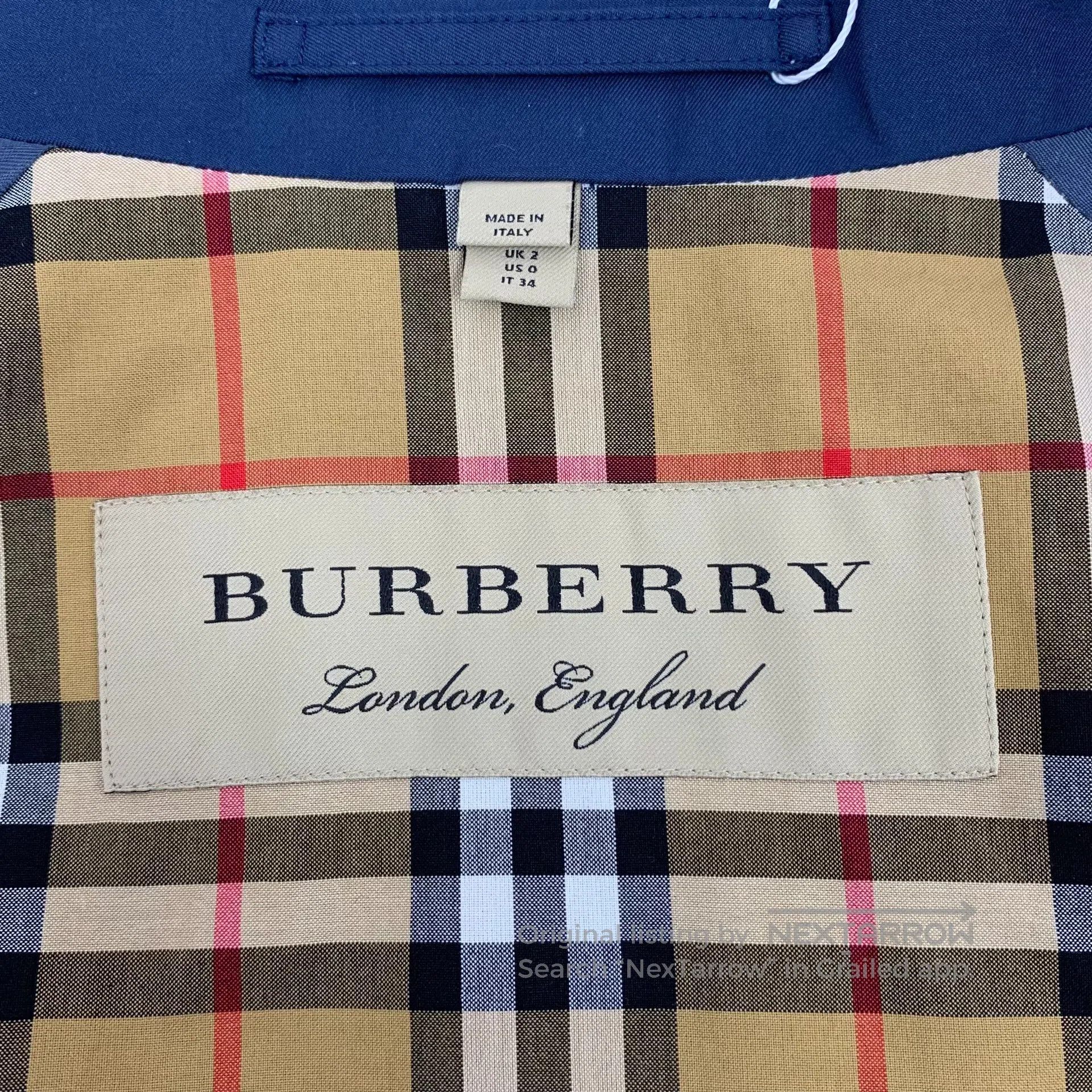 Burberry Burberry Dark Blue Cotton Collar Long Sleeve Windbreaker J Size XXS / US 00 / IT 34 - 5 Thumbnail