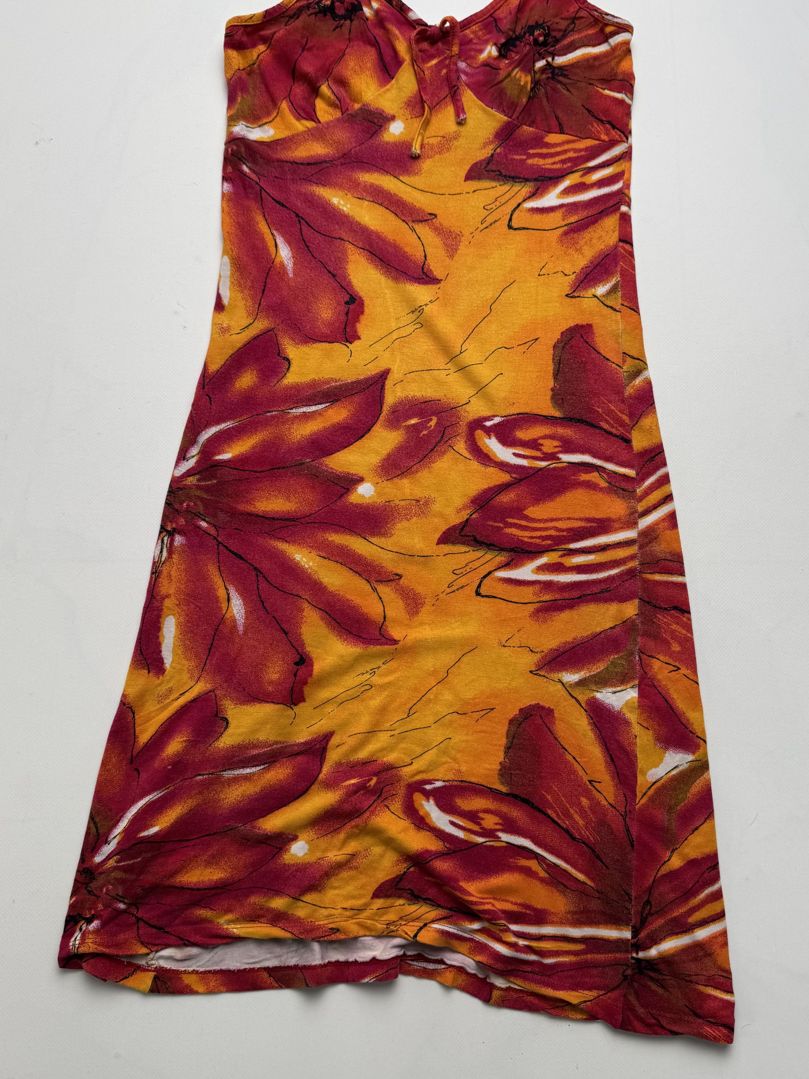 Vintage Vintage Floral Dress Orange Red Strappy Slip Mini SundressE Size XS / US 0-2 / IT 36-38 - 3 Thumbnail