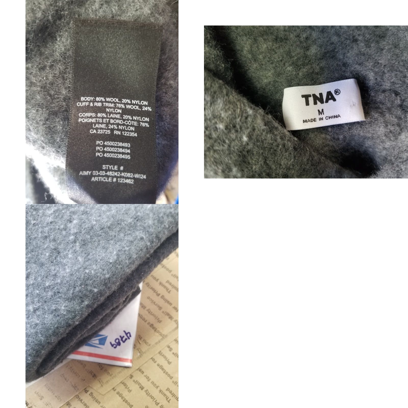 TNA TNA Wool Sweater Hoodie Gray Women Size S See Measurements Wool Pullover Long Sleeve Size S / US 4 / IT 40 - 8 Thumbnail