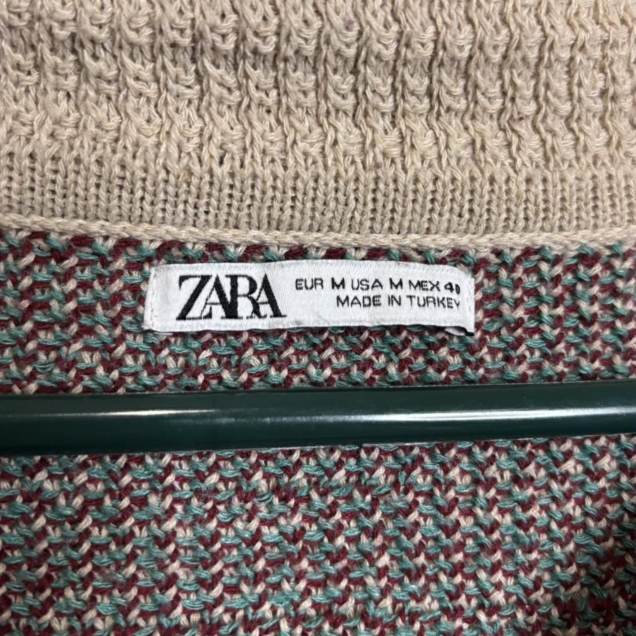 Zara Zara Beige Patterned Knit Polo Shirt - M Size US M / EU 48-50 / 2 - 2 Thumbnail