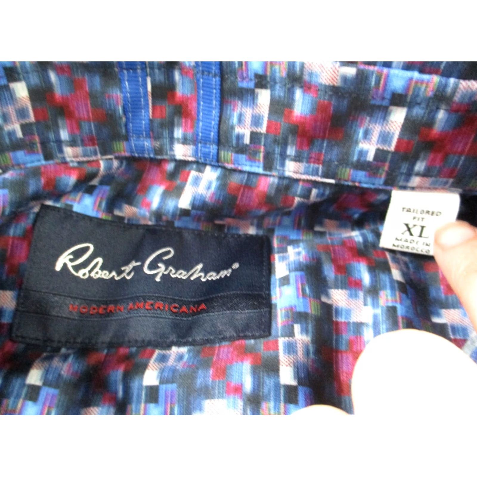 Robert Graham Robert Graham Shirt Mens XL Red Blue Modern Americana Business Tailored Fit Size US XL / EU 56 / 4 - 6 Thumbnail