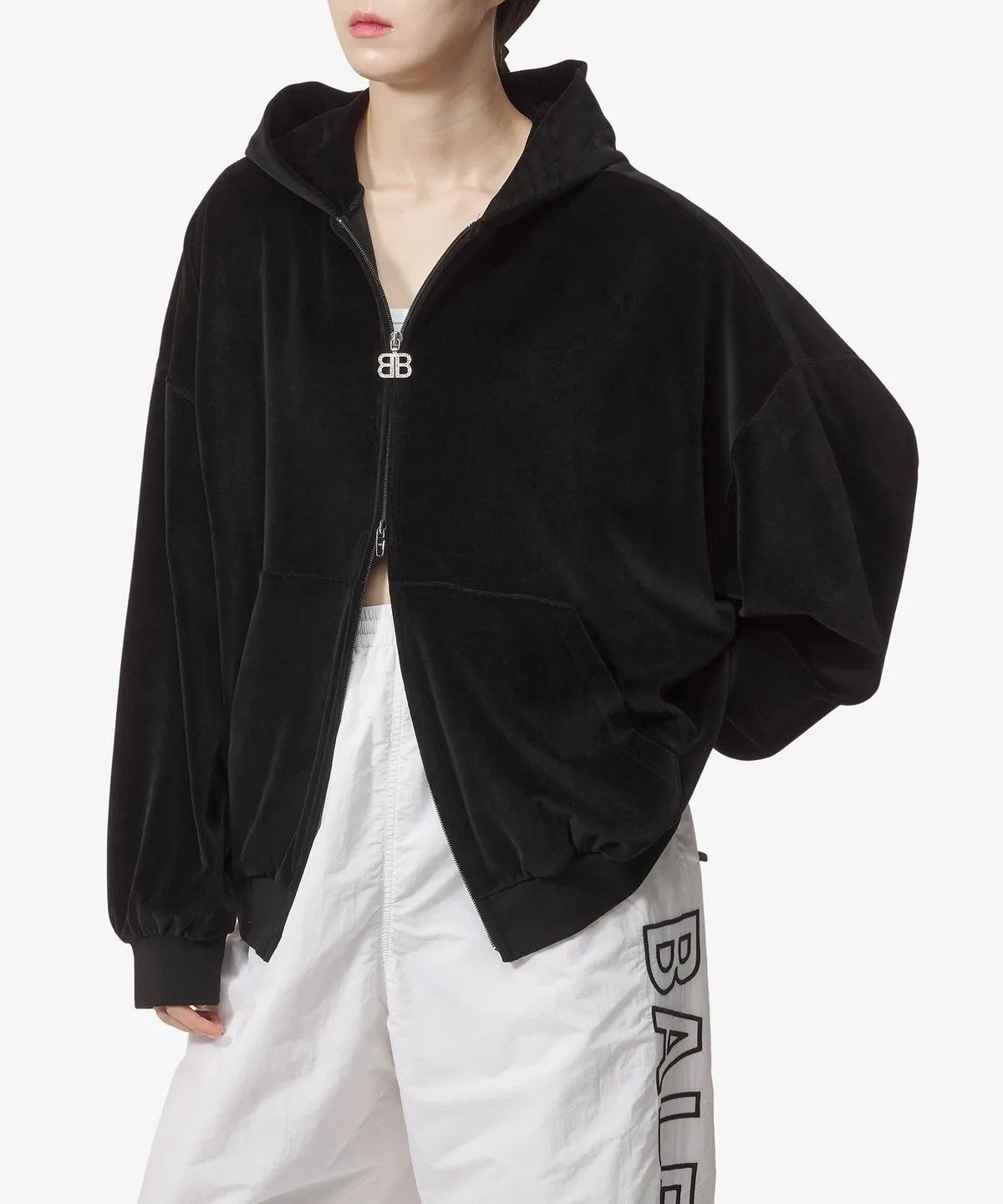 Balenciaga o1s1wg110126 Handwritten Oversized Zip-Up Hoodie in Black Size S / US 4 / IT 40 - 2 Thumbnail