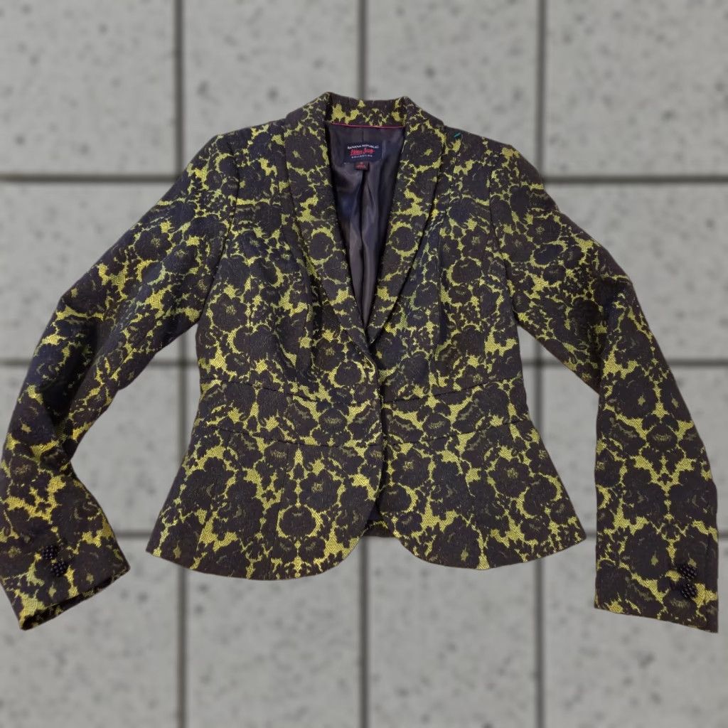 Banana Republic Womens Banana Republic Blazer 6 Yellow Cotton Blend Jacket L'Wren Scott Black Basic Jacket Women Mens Girls Size M / US 6-8 / IT 42-44 - 1 Thumbnail