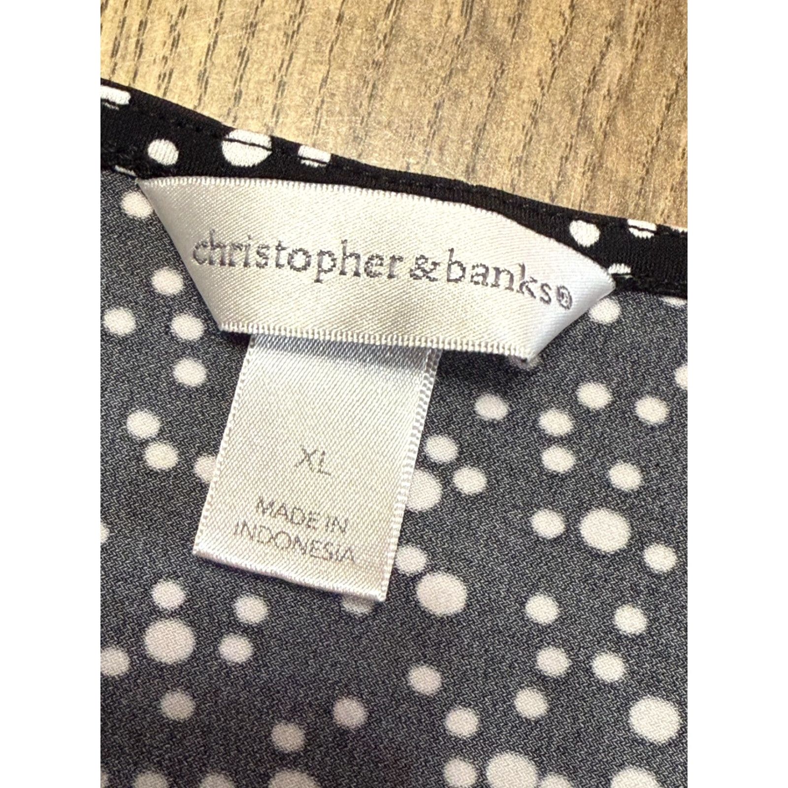 Vintage Christopher & Banks Blouse Women's XL Black White Polka Dots Long Sleeve Shirt Womens XL Black Polka Dot Blouse Used Size XL / US 12-14 / IT 48-50 - 5 Thumbnail