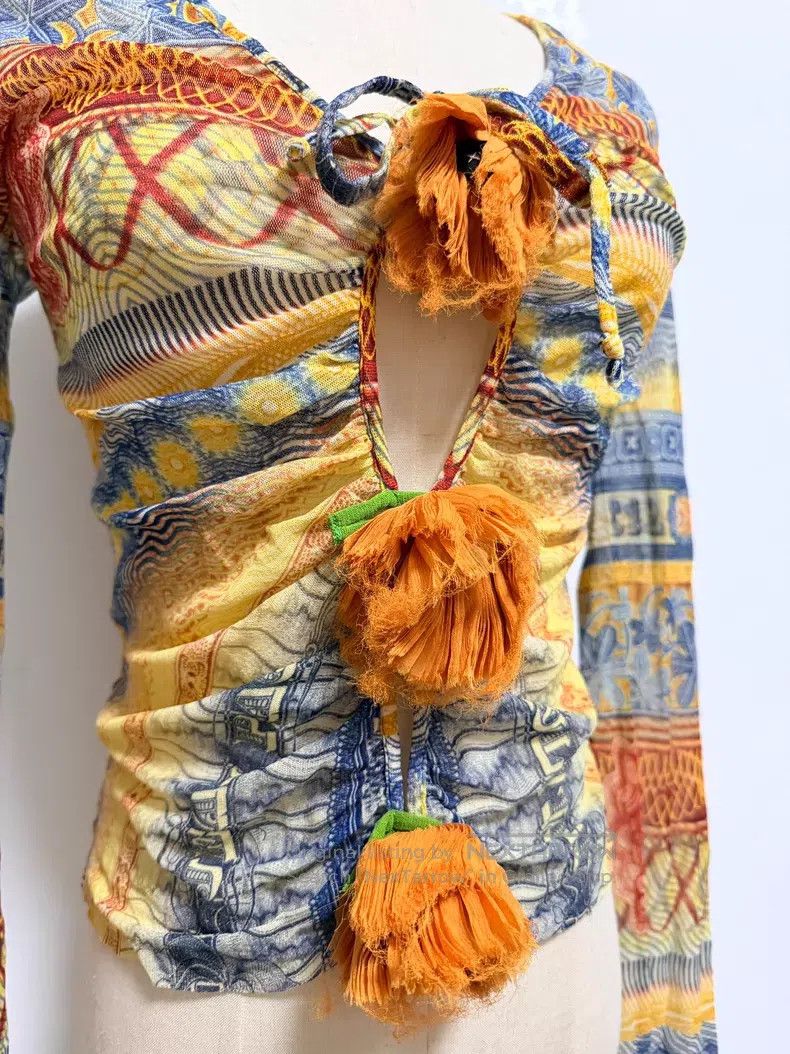 Jean Paul Gaultier Jean Paul Gaultier Printed sheer blouse with vibrant patte Size M / US 6-8 / IT 42-44 - 3 Thumbnail