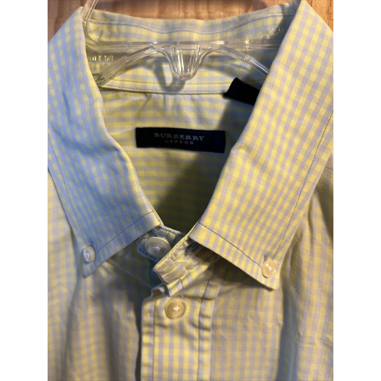 Burberry Burberry London Men's L Yellow Gray Check LS cotton Shirt Size US L / EU 52-54 / 3 - 8 Thumbnail