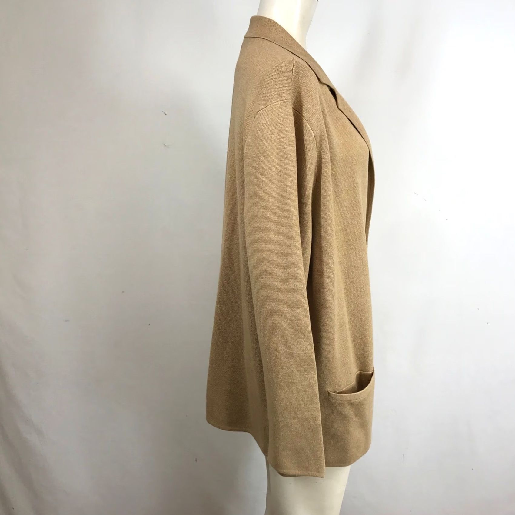 Lands' End Lands End Women Blazer Cardigan Knit Tan Cotton XL Preppy Jacket Womens Size XL / US 12-14 / IT 48-50 - 4 Thumbnail