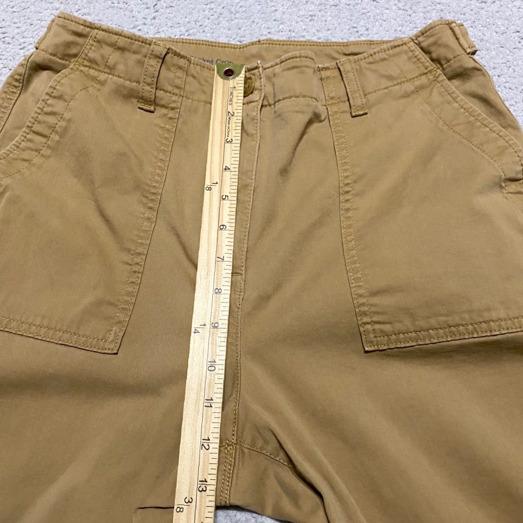 Talbots Talbots Womens 10 Pants Beige Straight Crop High Rise 5-Pocket Design Inseam 25 in Medium Wash Cotton Spandex Button Zip Size 32" / US 10 / IT 46 - 7 Thumbnail