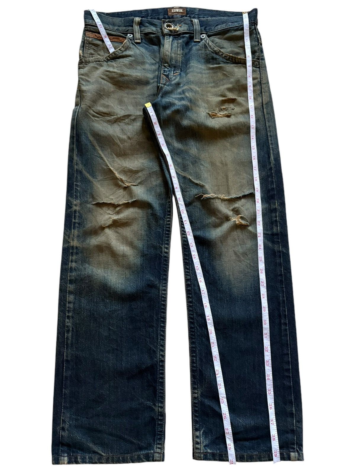 Edwin × Japanese Brand Exclusive Vintage Edwin Japan Rusty Mud Wash Loose Jeans Size US 33 - 13 Thumbnail