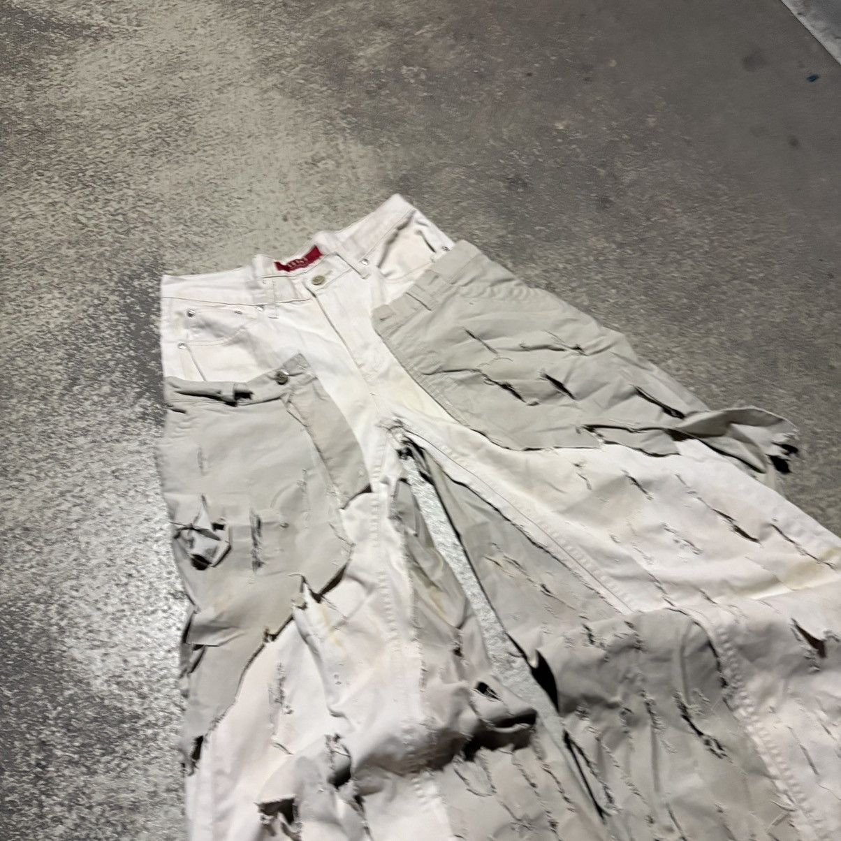 Japanese Brand Custom white Baggy Distressed Jeans Painted Wide Leg Size US 31 - 2 Thumbnail
