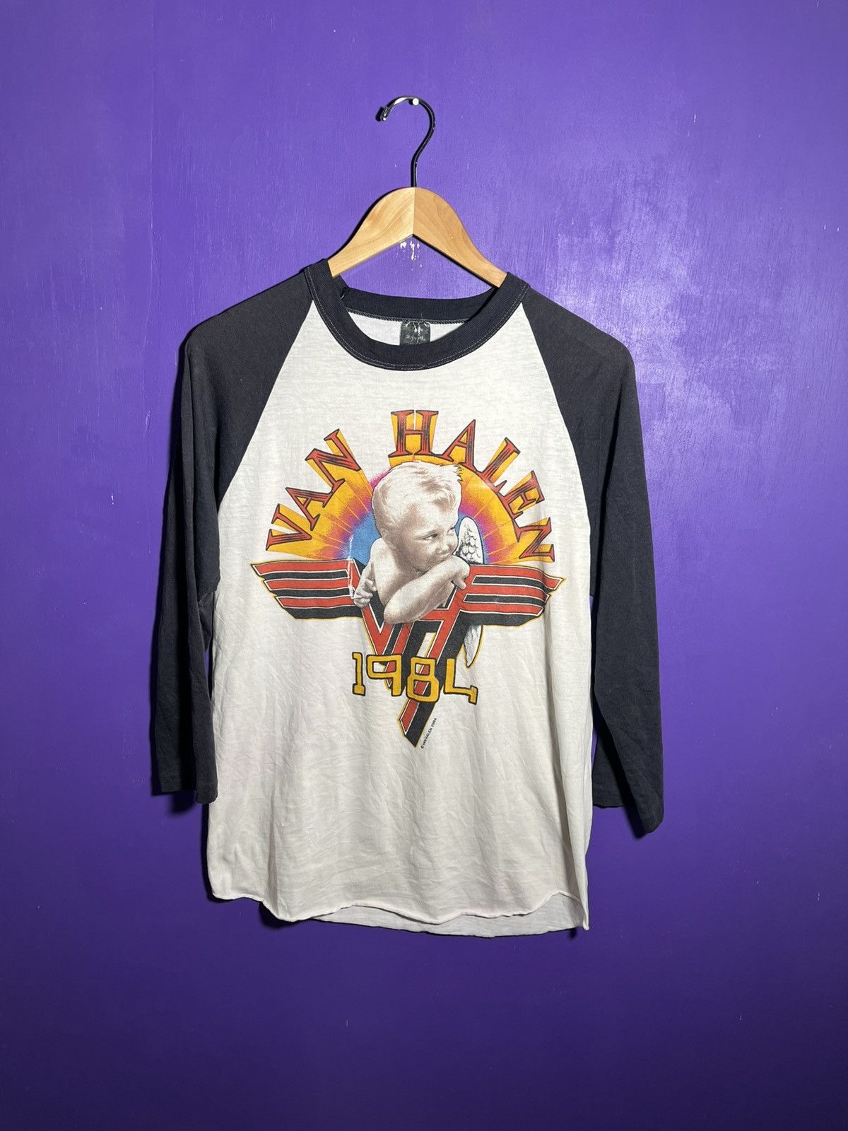Band Tees × Vintage Vintage 1984 Van Halen Angel baby raglan tour tee Size US M / EU 48-50 / 2 - 1 Thumbnail