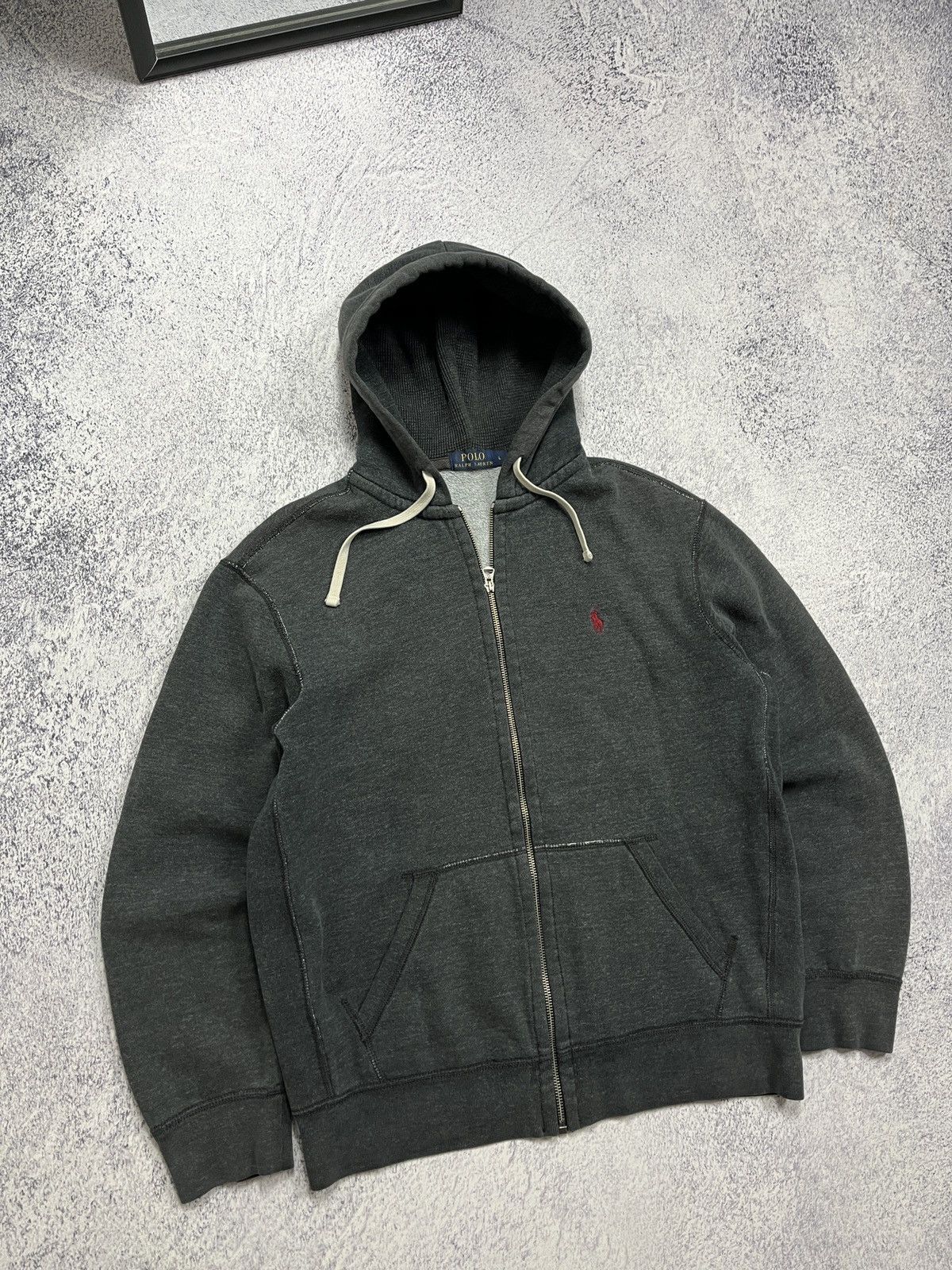 Polo Ralph Lauren × Ralph Lauren Polo Ralph Lauren Grey Zip Up Hoodie Red Pony Hype PRL Y2K Size US L / EU 52-54 / 3 - 4 Thumbnail