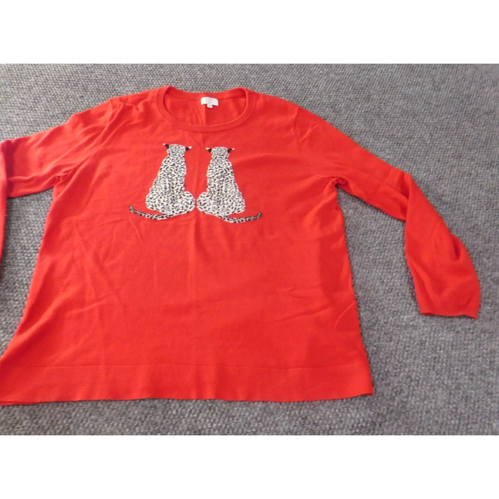 Vintage Crown & Ivy Sweater Womens 1X Red Crew Neck Pullover Dolman Sleeve Knit Cotton Button Logo Size XL / US 12-14 / IT 48-50 - 2 Thumbnail