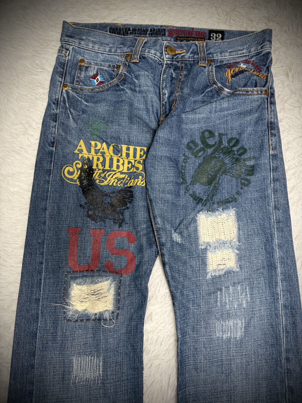 Japanese Brand Geronimo patches denim Size US 32 / EU 48 - 2 Thumbnail