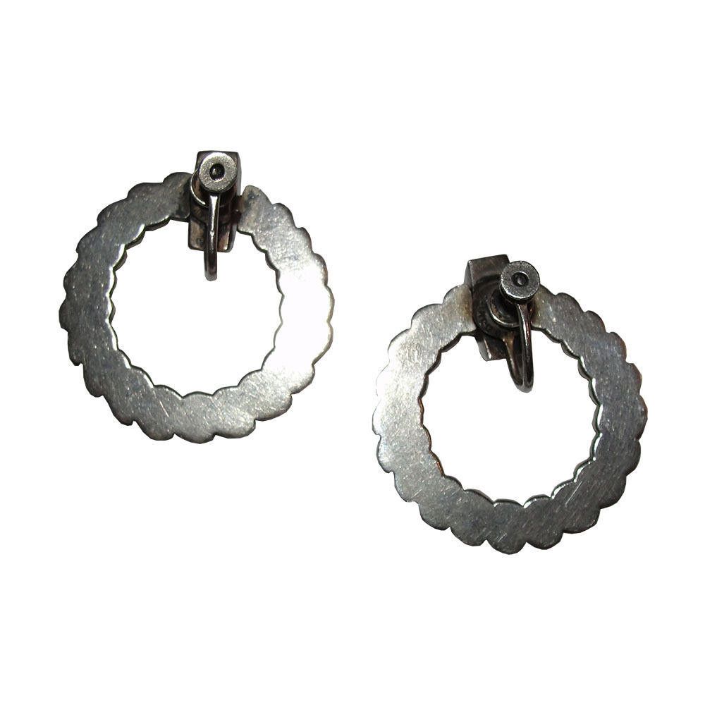 Designer Los Castillos Taxco Mexico Sterling Hoop Dangle Earrings Size ONE SIZE - 3 Thumbnail